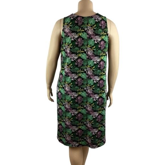 Cynthia Rowley Tropical Print Tank Dress 1X Green Purple Leaves - Picture 5 of 7